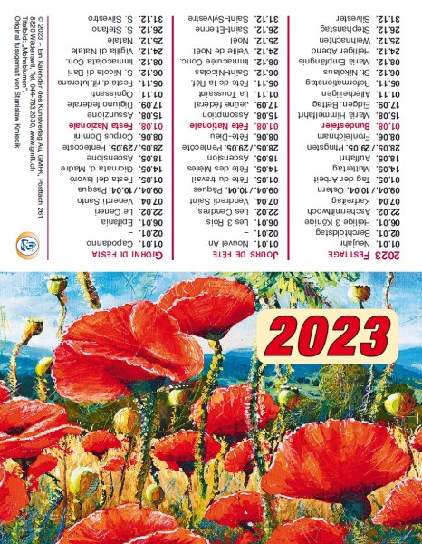 Calendario tascabile 2023